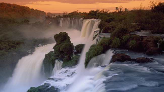 Обои картинки фото водопад, игуасу, природа, водопады, камни, скалы, поток, река