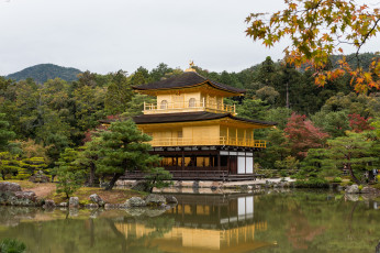 обоя kinkaku-ji temple, города, - буддийские и другие храмы, парк, пруд, храм