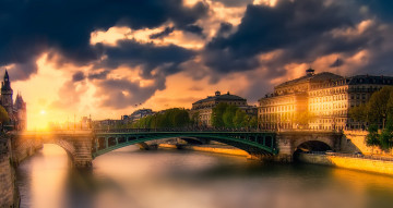 Картинка pont+notre+dame города париж+ франция река мосты панорама