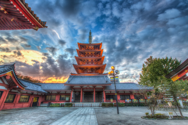 Обои картинки фото sunset at pagoda, города, - буддийские и другие храмы, пагода