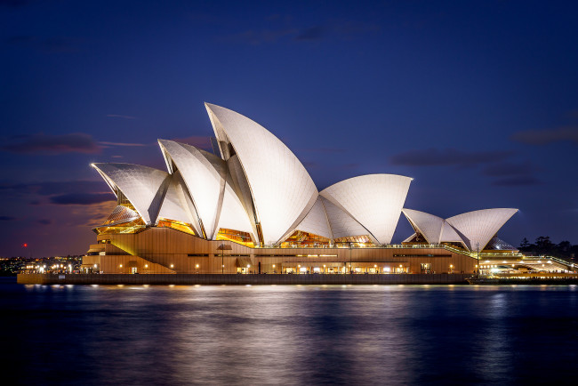 Обои картинки фото sydney opera house, города, сидней , австралия, ночь, здание, огни