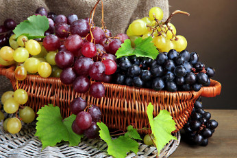 обоя еда, виноград, ягоды, корзинка