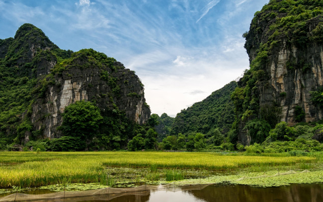 Обои картинки фото природа, горы, вьетнам, зелень, река, скалы
