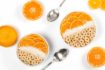 Картинка еда мюсли +хлопья апельсины колечки