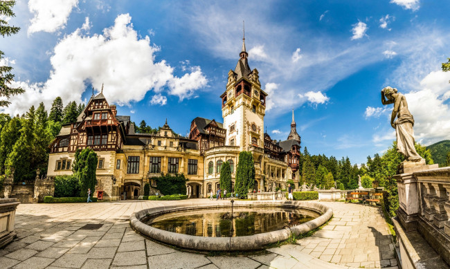 Обои картинки фото peles castle, prahova county, romania, города, замок пелеш , румыния, peles, castle, prahova, county