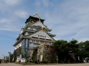 Картинка города замки Японии дом камни небо