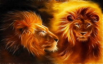 Картинка 3д+графика животные+ animals львы