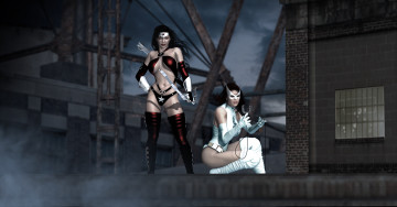 Картинка 3д+графика фантазия+ fantasy фон взгляд девушки оружие