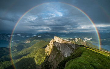 Картинка природа радуга скалы