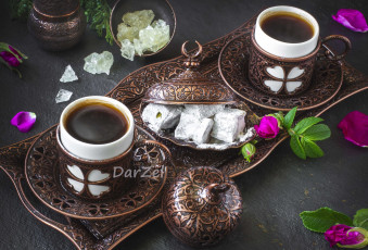 Картинка еда разное шиповник кофе посуда бронза рахат-лукум