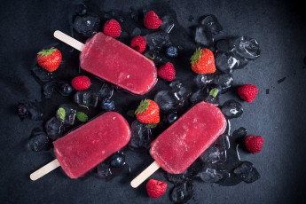 Картинка еда мороженое +десерты лёд клубника малина фрукты десерт