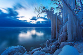 Картинка природа зима холод красота лед озеро