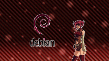 Картинка компьютеры debian взгляд фон логотип девушка