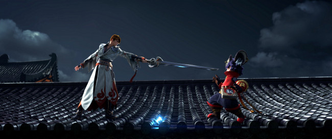 Обои картинки фото видео игры, honor of kings, персонажи, меч, крыши