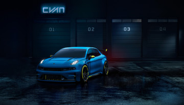 Картинка lynk+co+03+tcr автомобили lynk синий лужи гаражи
