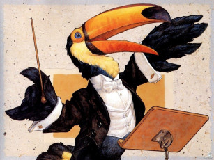 Картинка рисованные животные птицы тукан