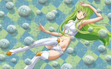Картинка аниме code+geass код гиасс зелёные волосы лежит девушка