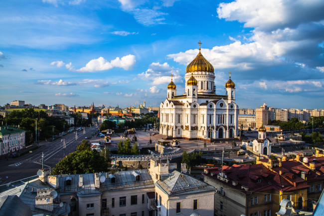 Обои картинки фото города, москва , россия, храм, панорама