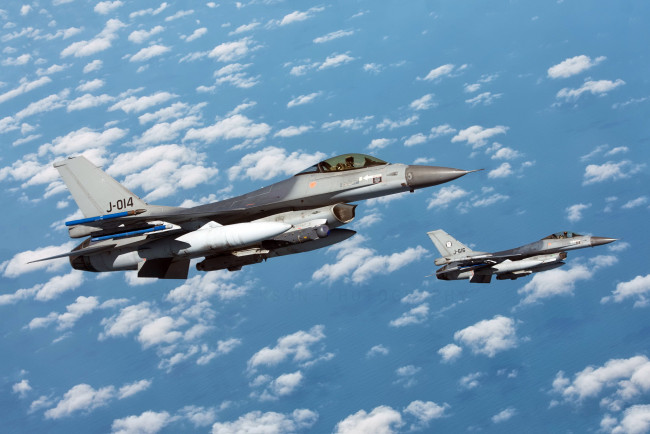 Обои картинки фото авиация, боевые самолёты, fighting, falcon, f-16am, netherlands, air, force