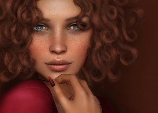 Картинка 3д+графика портрет+ portraits кудри лицо девушка рыжая