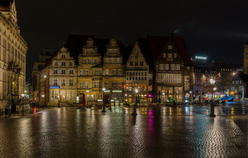 Картинка германия города -+огни+ночного+города дорога здания фонари ночь