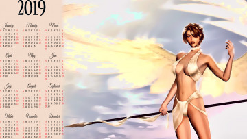 Картинка календари фэнтези 2019 calendar женщина оружие девушка