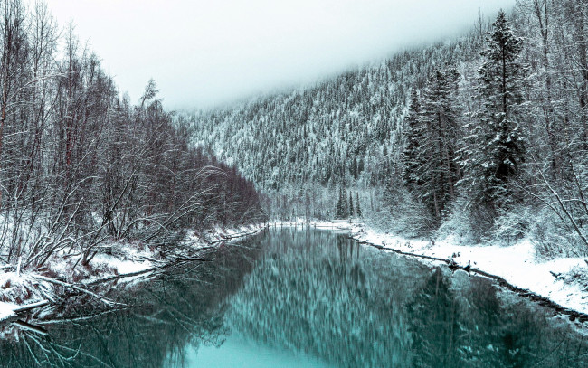 Обои картинки фото природа, реки, озера, зима, река, снег