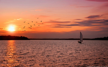 Картинка природа восходы закаты озеро закат