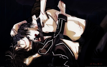 Картинка zero kiryuu and kaname kuran аниме vampire knight парни борьба пистолет