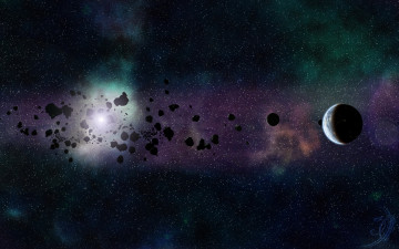 Картинка космос арт астероиды планета