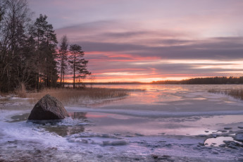 Картинка природа восходы закаты зима закат небо снег лёд озеро