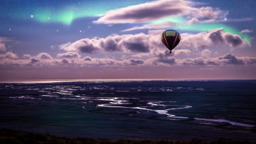 Картинка авиация воздушные+шары исландия река небо iceland river sky