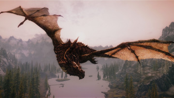 Картинка видео+игры the+elder+scrolls+v +skyrim дракон полет