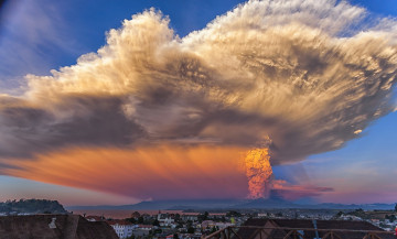 Картинка природа стихия небо volcan calbuco извержение пепел