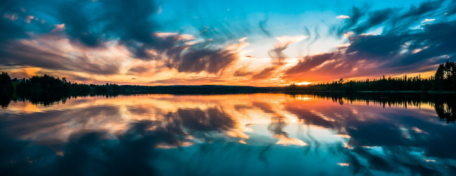 Обои картинки фото природа, восходы, закаты, закат, небо, отражение, озеро