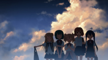 Картинка аниме kin-iro+mosaic девушки фон взгляд