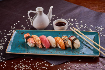 Картинка еда рыба +морепродукты +суши +роллы кунжут суши соус