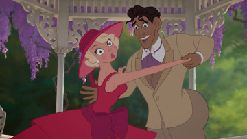 Картинка мультфильмы the+princess+and+the+frog девушка мужчина цветы шляпа