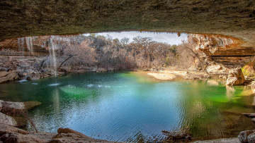 Картинка природа реки озера скала озеро пещера арка лестница
