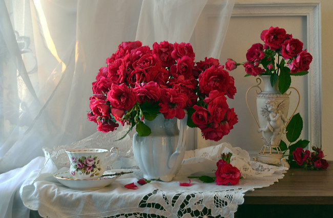 Обои картинки фото цветы, розы, вазы, букеты