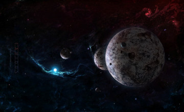 Картинка космос арт nebula межзвездный газ планеты спутники звезды