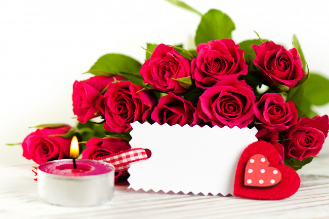 Обои картинки фото цветы, розы, красный, свеча