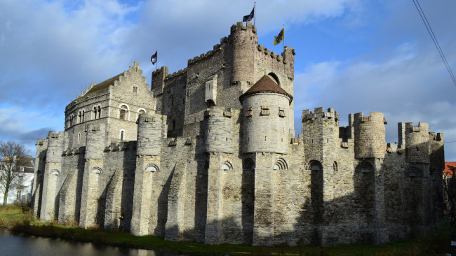Обои картинки фото fortress `gravensteen`,  gent , belgium, города, замки бельгии, фортпост, замок, крепость