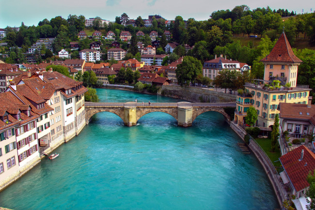 Обои картинки фото города, берн , швейцария, река, мост