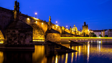 Картинка города прага+ Чехия влтава река мост