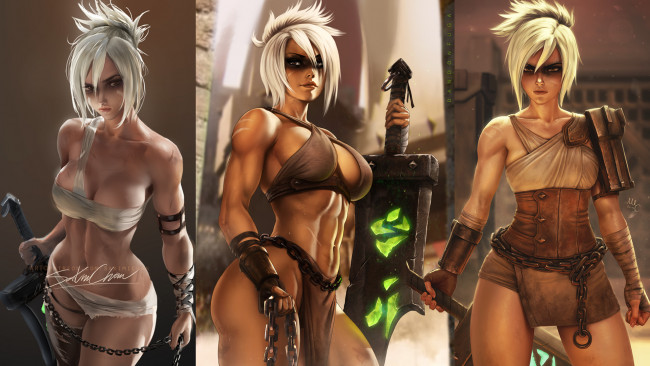 Обои картинки фото видео игры, league of legends, riven, образы, оружие, меч, цепь