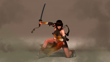 Картинка 3д+графика фантазия+ fantasy девушка взгляд фон поза оружие