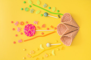 Картинка еда конфеты +шоколад +сладости сладости вафельный рожок леденцы фон