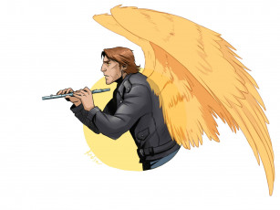 Картинка рисованное комиксы ангел мужчина крылья музыка