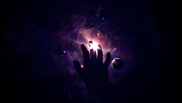 Картинка космос арт рука планеты звезды